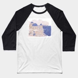 Santorini, the Greek jewel of Aegean Sea sepia Baseball T-Shirt